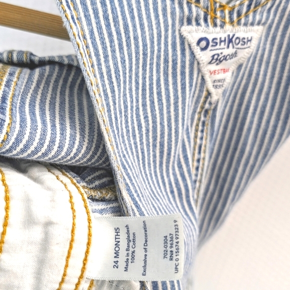 VTG Oshkosh Blue and White Hickory Stripe Shortalls - 24M - Picture 5 of 6